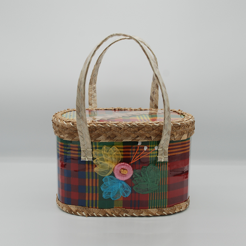 St. Lucian Madras and Straw Purse