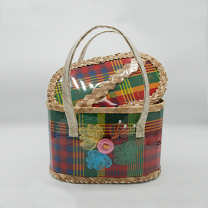 St. Lucian Madras and Straw Purse